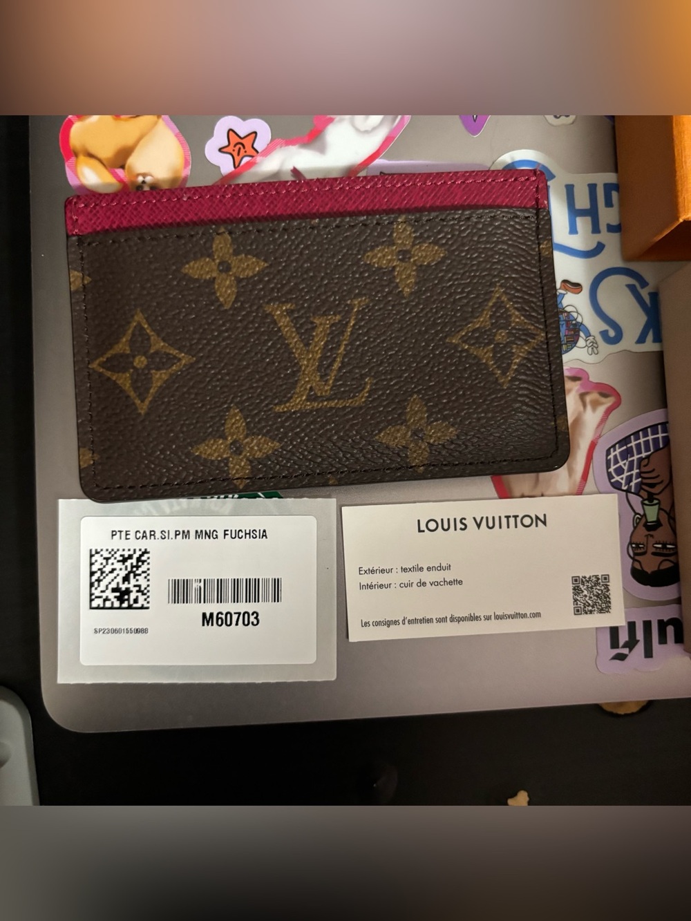Louis Vuitton Fuchsia Pink and Brown Monogram Cardholder Wallet | LV Card Holder - Picture 4 of 10